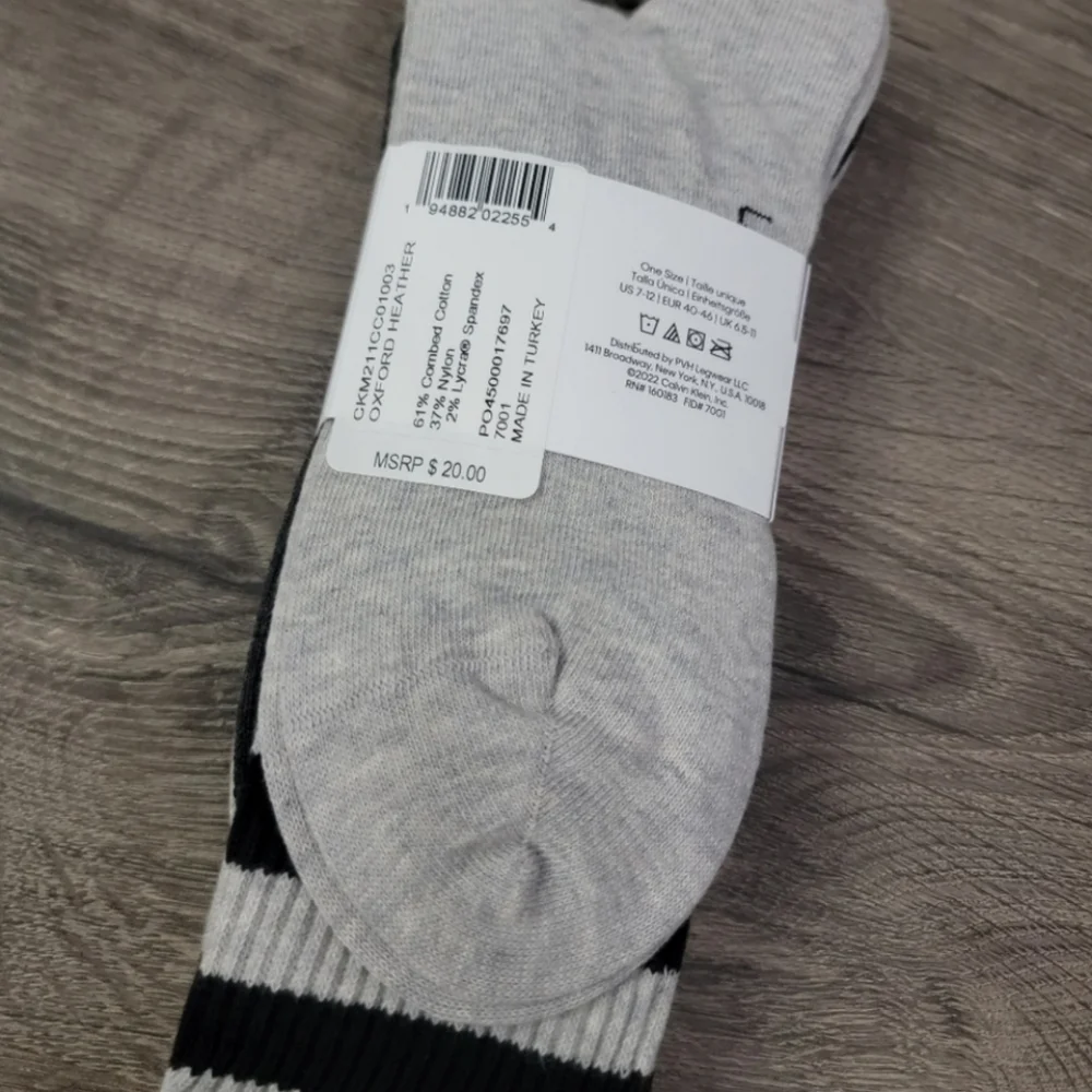 Mens Calvin Klein 3pk striped crew socks NEW